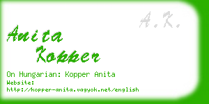 anita kopper business card